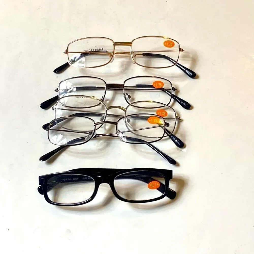 Lot Of 5 Pairs Eyeglasses PD 62+/-2mm +1.75